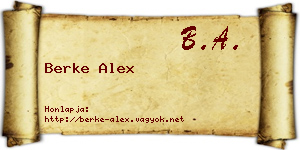 Berke Alex névjegykártya